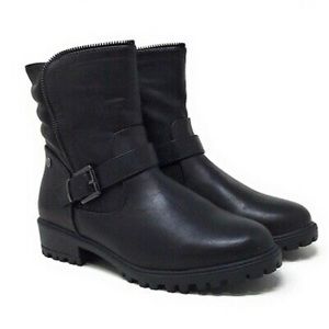 MIA Shoes Big Girls Giggles Pull On Ankle Boots Black Leather Size 3 M